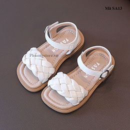 Giày sandal đi học cho bé gái từ 1-12 tuổi màu trắng  quai ngang - SA13