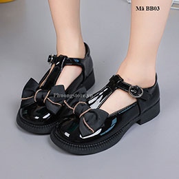 Giày búp bê trẻ em từ 3-12 tuổi màu đen phong cách Vintage - BB03