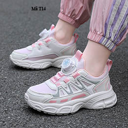 Giày thể thao bé gái năng động màu hồng từ 4-12 tuổi - T14