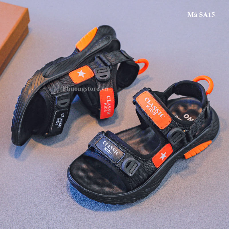Giày sandal cho bé trai từ 3-12 tuổi màu đen nhẹ êm - SA15