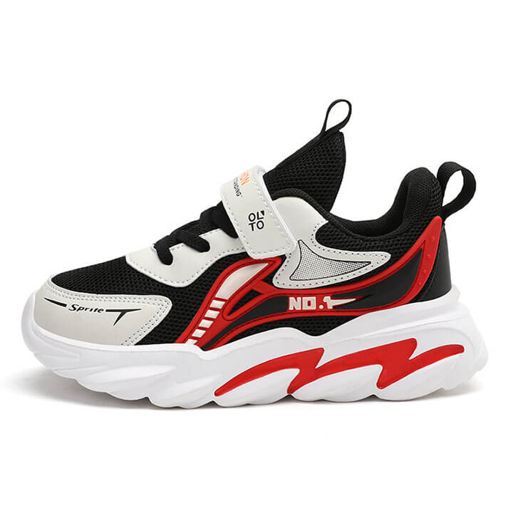 Giày thể thao cho bé trai từ 4 - 15 tuổi màu đen đỏ cá tính - PD01
