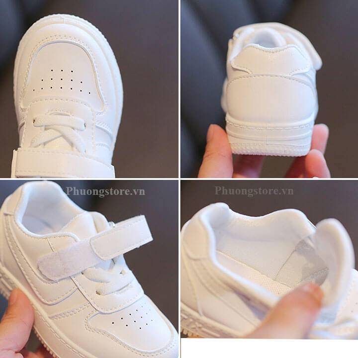 Giày thể thao trắng cho bé gái, bé trai từ 1-12 tuổi nhẹ êm - PD11