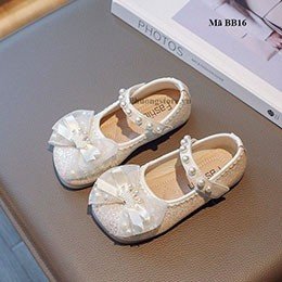 Giày dép trẻ em kiểu búp bê kim sa trắng cho bé gái 2 - 10 tuổi - BB16