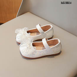 Giày búp bê trẻ em từ 2-10 tuổi da kim sa màu trắng - BB24
