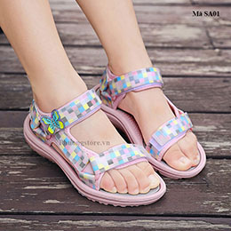 Giày sandal trẻ em nữ đi học nhẹ êm màu hồng từ 4-12 tuổi