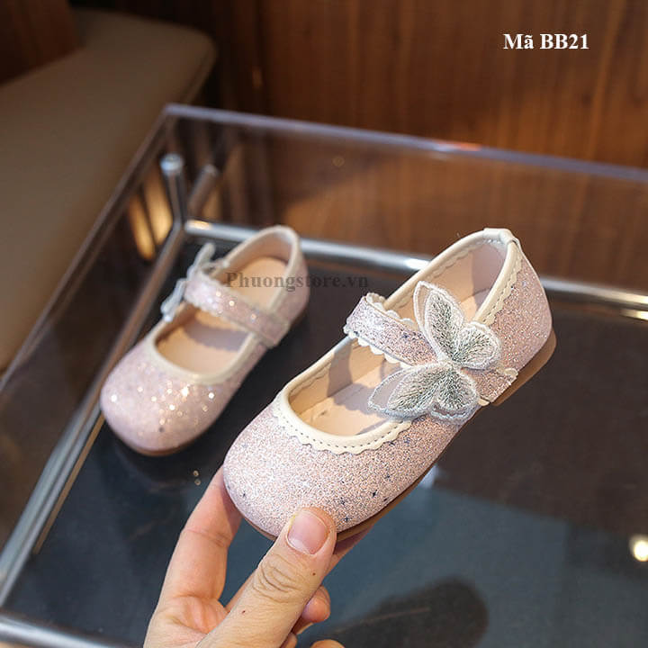 Giày búp bê bé gái từ 1-10 tuổi kim sa màu hồng - BB21