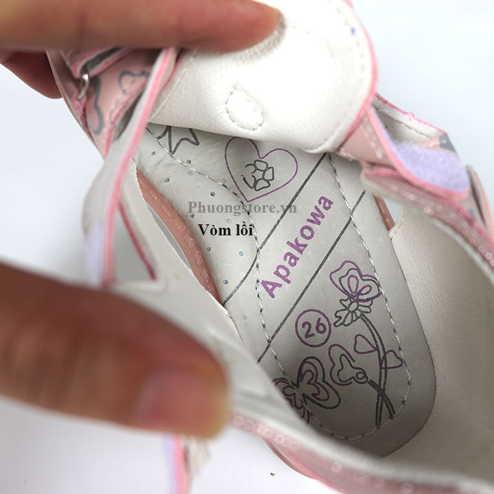 Giày chỉnh hình bàn chân bé gái kiểu sandal chính hãng Apakowa