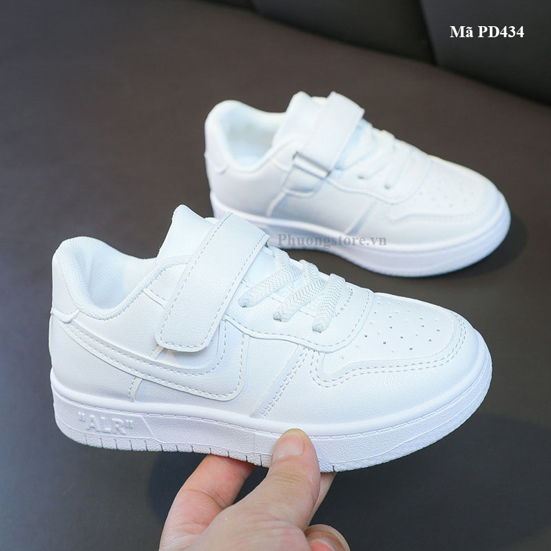 Giày thể thao trắng cho bé gái bé trai từ 3-12 tuổi phong cách Hàn
