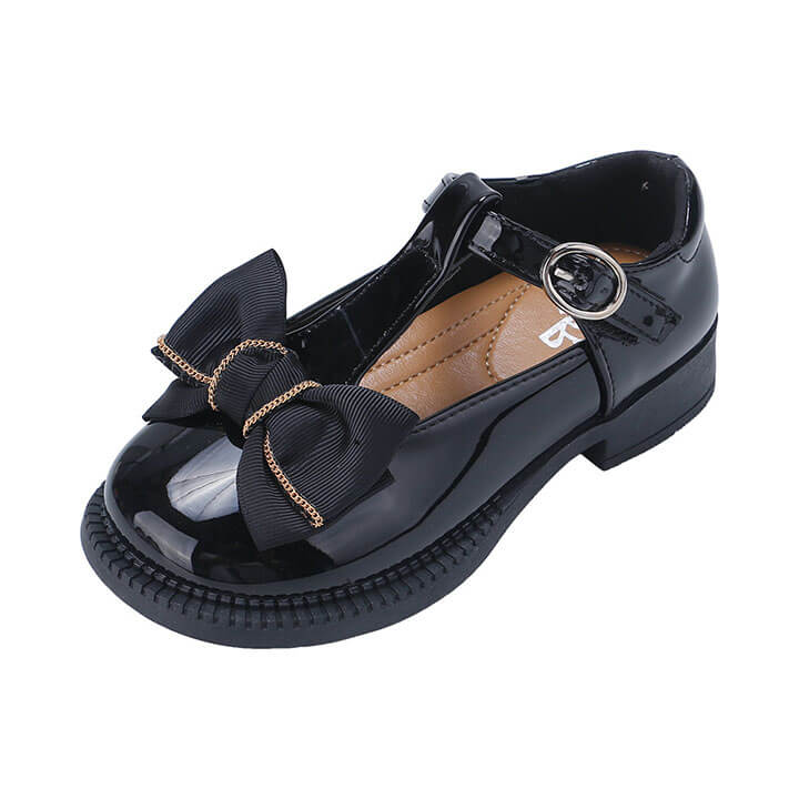 Giày búp bê bé gái từ 3-12 tuổi màu đen phong cách Vintage