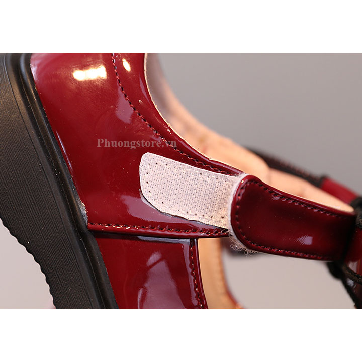 Giày búp bê cho bé gái từ 3-12 tuổi màu đỏ phong cách Vintage
