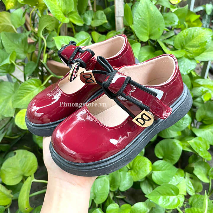 Giày búp bê cho bé gái từ 3-12 tuổi màu đỏ phong cách Vintage - BB02