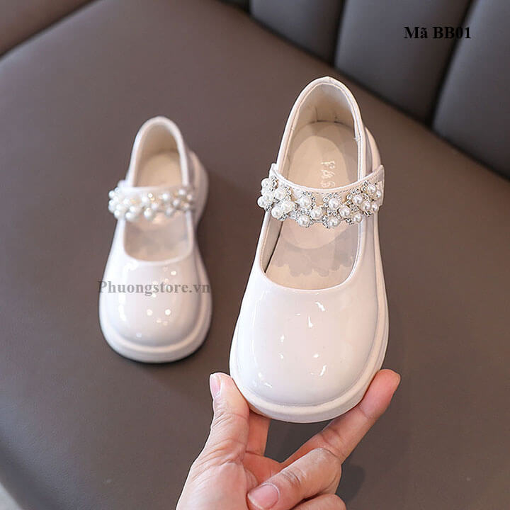 Giày búp bê bé gái từ 3-12 tuổi màu trắng phong cách Hàn Quốc