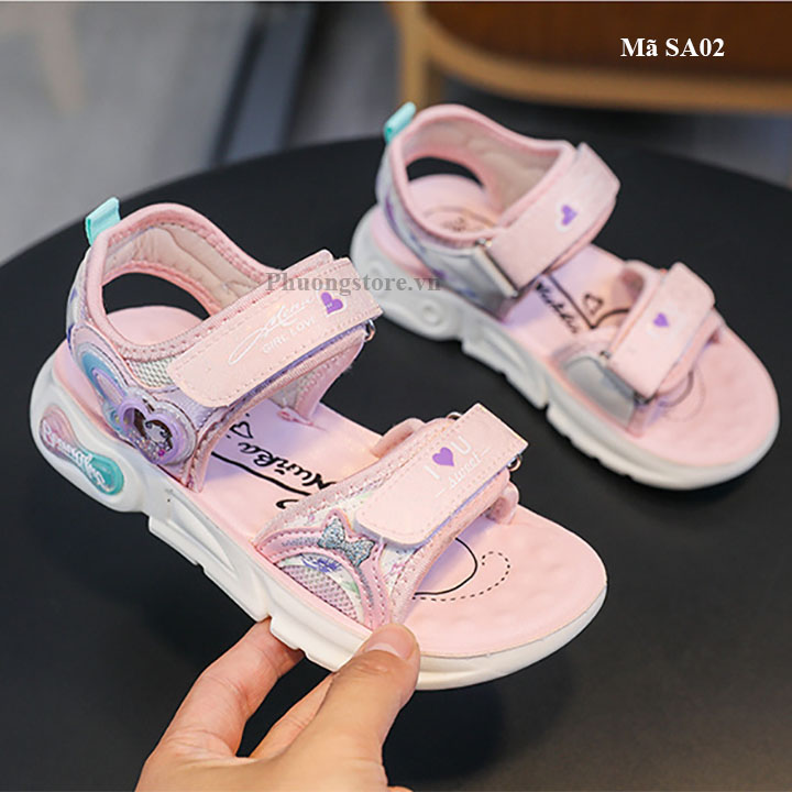 Giày sandal cho bé gái từ 3-12 tuổi màu hồng xinh xắn