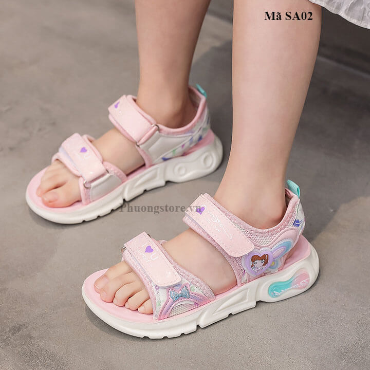 Giày sandal cho bé gái từ 3-12 tuổi màu hồng xinh xắn