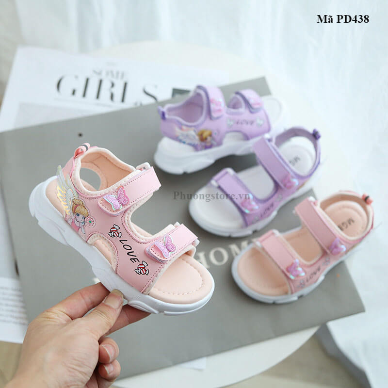 Giày sandal cho bé gái từ 3-10 tuổi họa tiết công chúa - PD438
