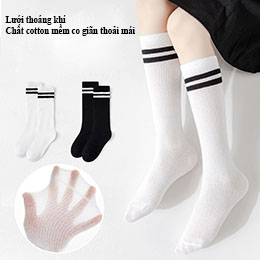 Vớ trẻ em cổ cao lưới thoáng khí 2-10 tuổi - Vớ Cotton Mềm Co Giãn - LT10